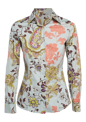 Etro Pre-Owned paisley-print long-sleeved shirt - Blue