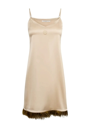 Louis Feraud spaghetti-straps feathered nightdress - Neutrals