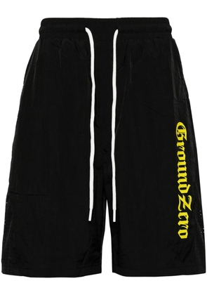 Ground Zero logo-print drawstring-waist shorts - Black