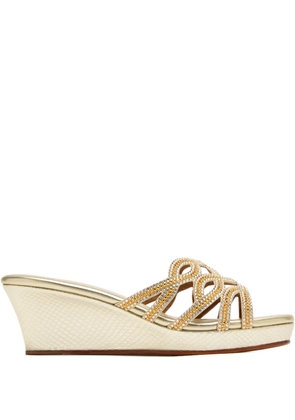 NICOLI 70mm Tina embellished wedge sandals - Gold
