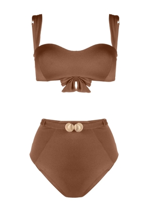 Noire Swimwear seashell-motif bandeau bikini set - Brown