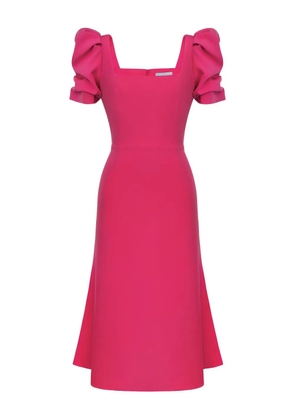 POST MERIDIEM godet-silhouette square-neck midi dress - Pink