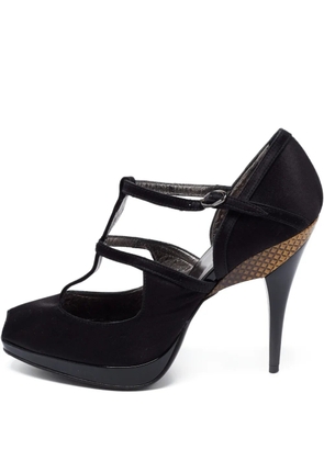 Roberto Cavalli Vintage snakeskin-embossed T-strap sandals - Black