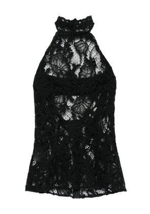 MANURÍ floral-lace halterneck top - Black