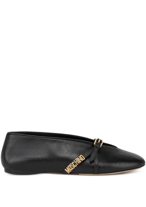Moschino logo-lettering ballet flats - Black