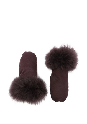 Liska textured-trim gloves - Brown