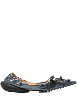 13 09 SR Milky embellished pointed-toe ballet flats - Blue