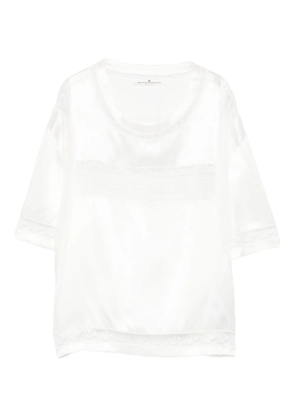 Ermanno Scervino lace-trimmed silk top - White