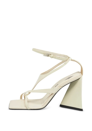 The Attico square toe block heel sandals - Neutrals