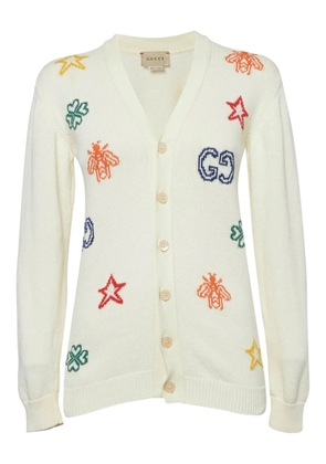 Gucci Pre-Owned intarsia-logo cardigan - Neutrals