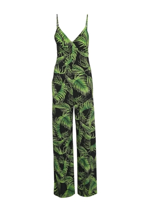 Norma Kamali palm leaf-print jumpsuit - Black