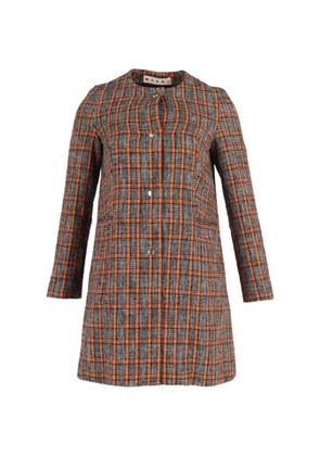 Marni Pre-Owned plaid-pattern collarless coat - Grey