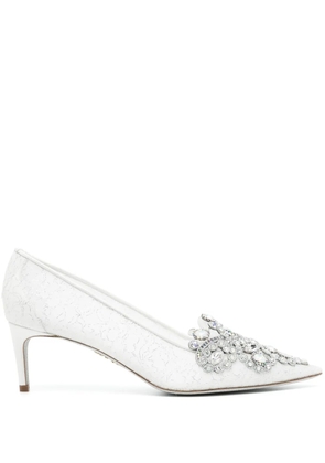 René Caovilla Veneziana 60mm lace pumps - Silver