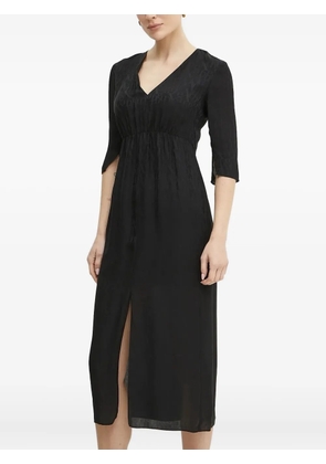 Armani Exchange V-neck embossed-pattern midi dress - Black