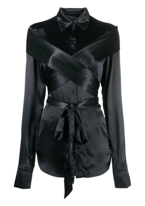 GmbH wraparound-strap satin shirt - Black