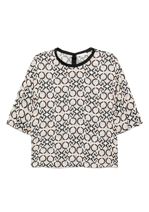 Zuhair Murad subtitle-printed charmeuse T-shirt - Neutrals