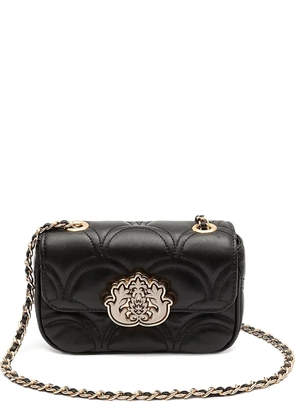 Isla quilted appliqué chain shoulder bag - Black