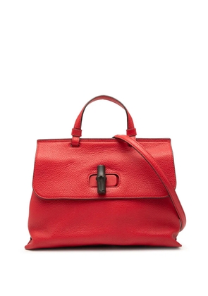 Gucci Pre-Owned 2000-2015 Medium Leather Bamboo Daily satchel - Red