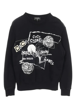 CHANEL Pre-Owned 1986-1988 logo-print sweatshirt - Black