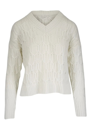 Kinross Cashmere v-neck cable knit sweater - Neutrals