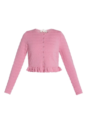 LoveShackFancy ruffled-hem cardigan - Pink