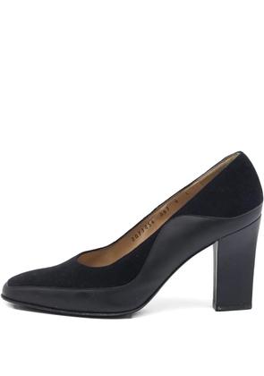 Ferragamo Pre-Owned 1900s 90mm Anastasia leather suede block-heel pumps - Black