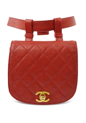 CHANEL Pre-Owned 1990 CC turn-lock diamond-quilted belt bag - Red