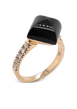 Brooks Brothers 18K yellow gold Pyramid diamond and onyx ring