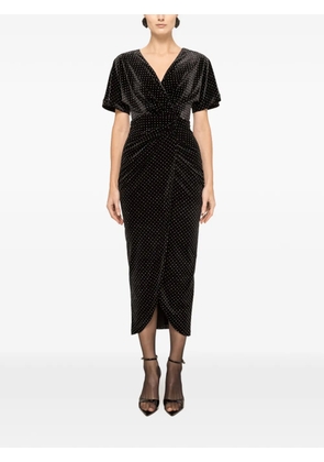 NISSA glitter velvet midi dress - Black