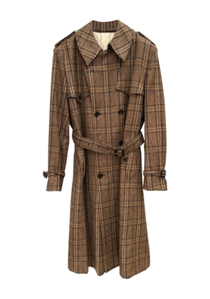 Husbands checked belted trench coat - Brown
