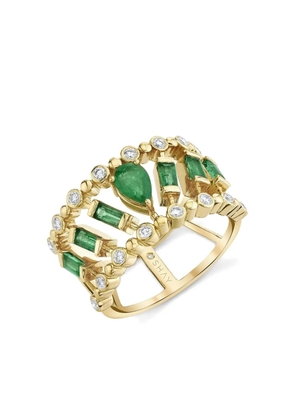 SHAY 18kt yellow gold Dot Dash emerald ring