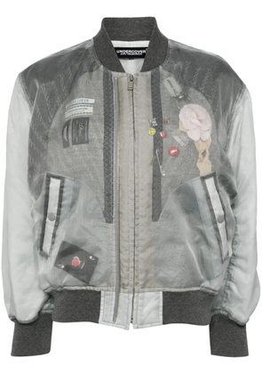 Undercover floral-appliqué layered bomber jacket - Grey
