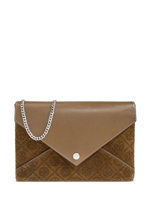 Tory Burch logo-monogram clutch - Brown