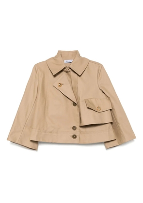 Dice Kayek pleated back cropped trench jacket - Neutrals
