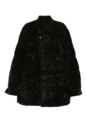Yohji Yamamoto linen velvet horizontal padded coat - Brown