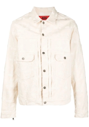 424 logo-embroidered denim jacket - Neutrals
