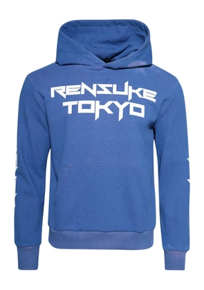 RENSUKE TOKYO logo print cotton hoodie - Blue