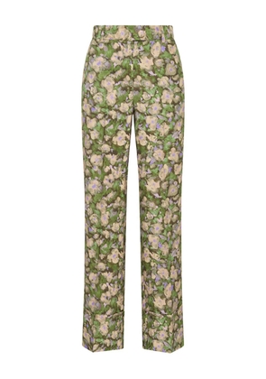 MALIPARMI floral-print button-fastening trousers - Green