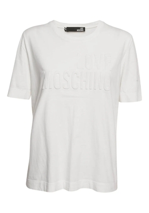 Moschino Pre-Owned embossed logo cotton T-shirt - White