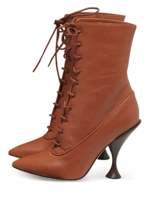 Burberry Pre-Owned lace-up leather ankle boots - Brown