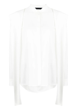 Juun.J drape-detail long-sleeve shirt - White