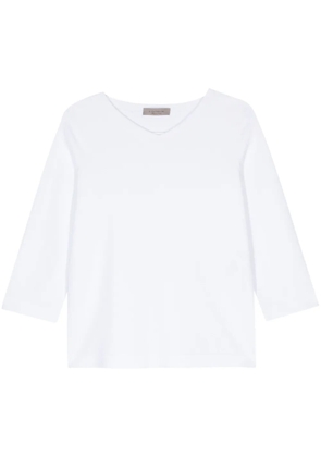 D.Exterior V-neck fine-ribbed jumper - White