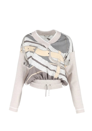 Hermès Pre-Owned drawstring printed sweater - Neutrals