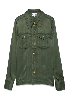 GANNI satin shirt - Green