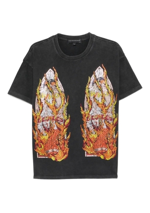 Who Decides War rhinestone flame T-shirt - Black