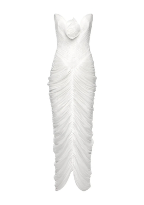 Ana Radu rose-embellished draped maxi dress - White