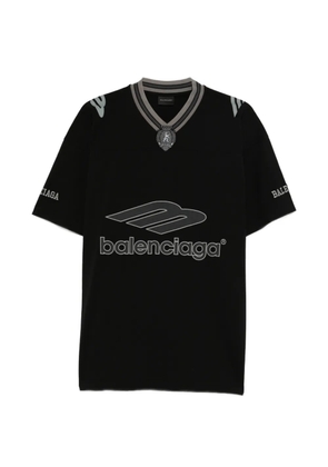 Balenciaga logo V-neck T-shirt - Black