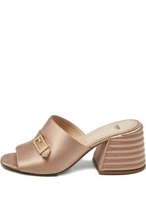 Fendi Pre-Owned block-heel logo-detail mules - Pink