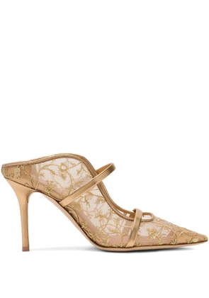 Malone Souliers Maureen gold flower-embroidered mules