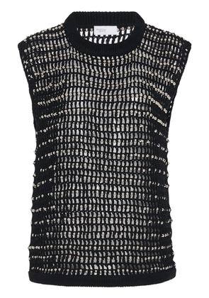 Rosetta Getty beaded crochet vest - BLACK / SILVER